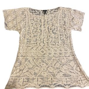 S/M WHITE BEIGE BEACH COVER UP - FOREVER 21, INCLUDES 3/4 WHITE COVERUP